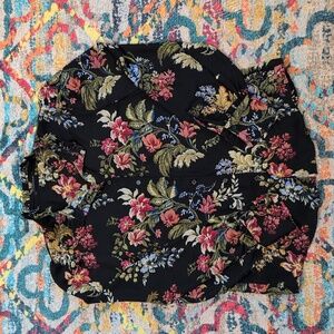 Tahari floral long sleeve blouse black multicolor XS NWOT